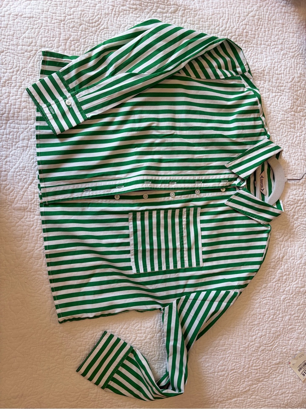Nanette Lepore Green and White Striped Button-Down Shirt - Picture 6 of 6